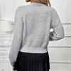 2026 Autumn/Winter Women's Solid Color Flower Sweater - Round Neck & Long Sleeve
