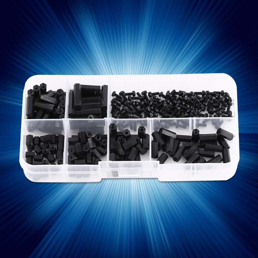 250pcs Plastic Shims Standoffs Nylon Spacer Nylon M2 M3 Male Female Hex Column Standoff Screws Nuts Assortment Kit, for Communication Electroplating