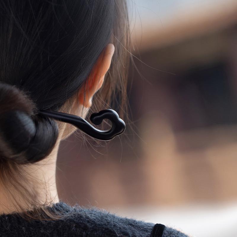 Xiangyun Hairpin: Elegant Ebony Wood Chinese Style Hair Accessory for Women