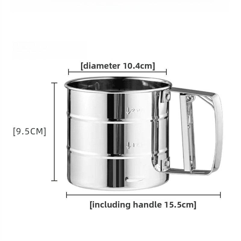 BEPAN Stainless Steel Semi Automatic Flour Sifter Handheld Sifting Cup Baking Tool Kitchen Gadget Home Supplies серебряный