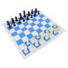 Chess Set Adults Kids Plastic Pieces Portable Folding Roll Up Travel Board Game PU Leather Blue White Grid Chessboard