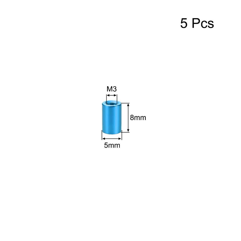 uxcell Round Aluminum Standoff Column Spacer, Female, M3x8 mm, Aqua Blue, 5pcs, for Drone FPV Quadcopter Racing RC Multirotor Parts DIY