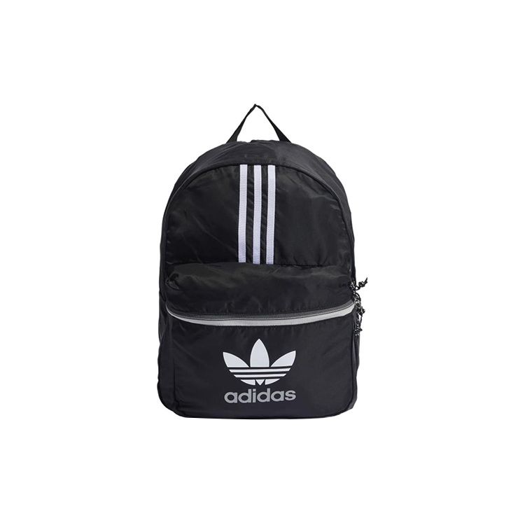 Adidas Originals Three Stripes Large Capacity Zipper Logo Backpack Unisex Backpack Black IJ0767 One Size