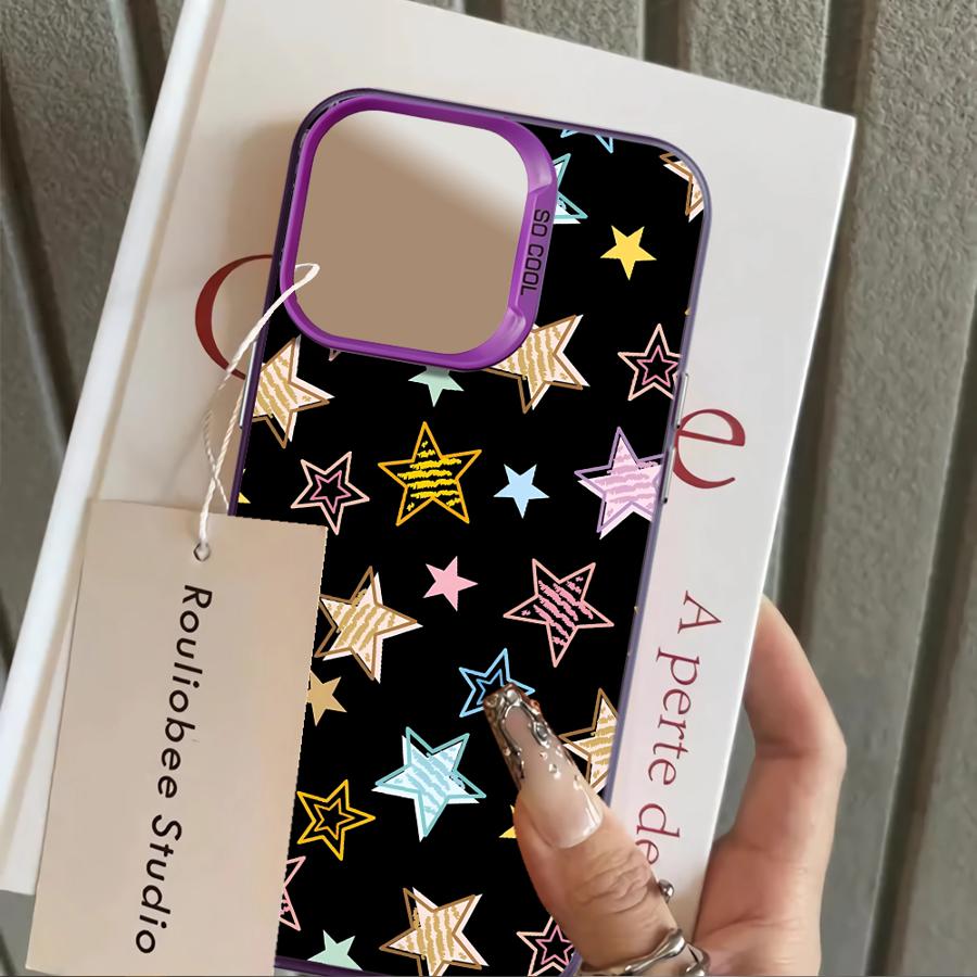 Star Pattern Art Case for iPhone 17 Pro Max XS 11 13 Pro 12 XR 15 Plus 16 Air 14 Back Phone Cover