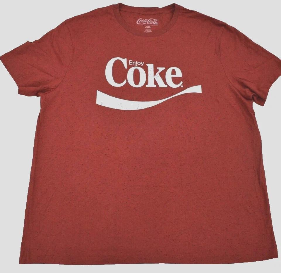 Coca-Cola Mens Enjoy Coke Speckled Red Distressed Print Shirt New 2XL 4XL