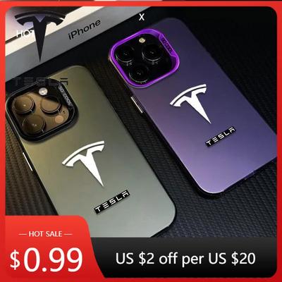Car Sticker Tesla Sports Super Cool Car Tesla Logo Phone Case for iPhone 16 Pro 11 12 Mini 13 14 Pro 15 Pro Max 7 8 Plus XR XS M