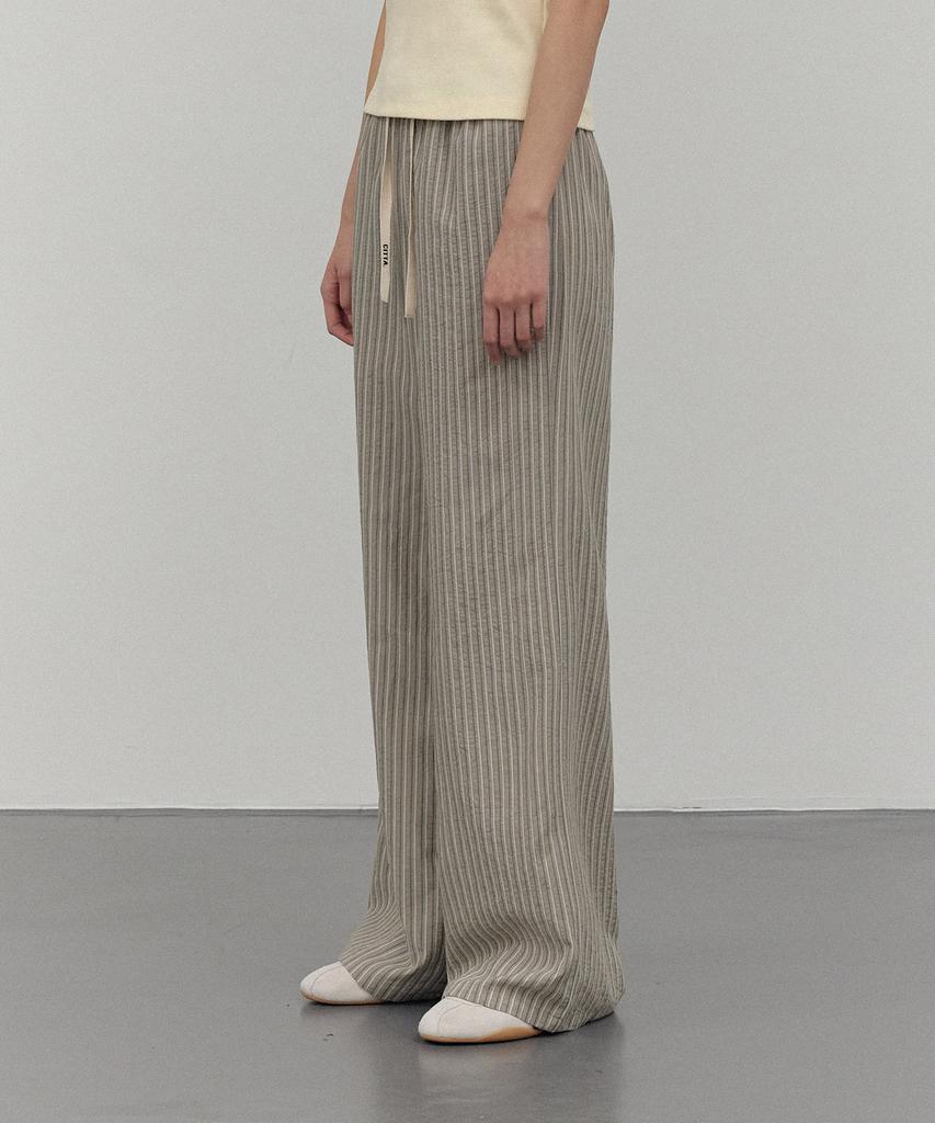 CITTA Stripe Logo Banding Trousers_Ctb543 (Beige)