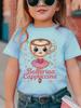 2026 New Style Ballet Dancer Cappuccino Girl Print Summer Fashion Short Sleeve Cute Children's Short T-Shirt