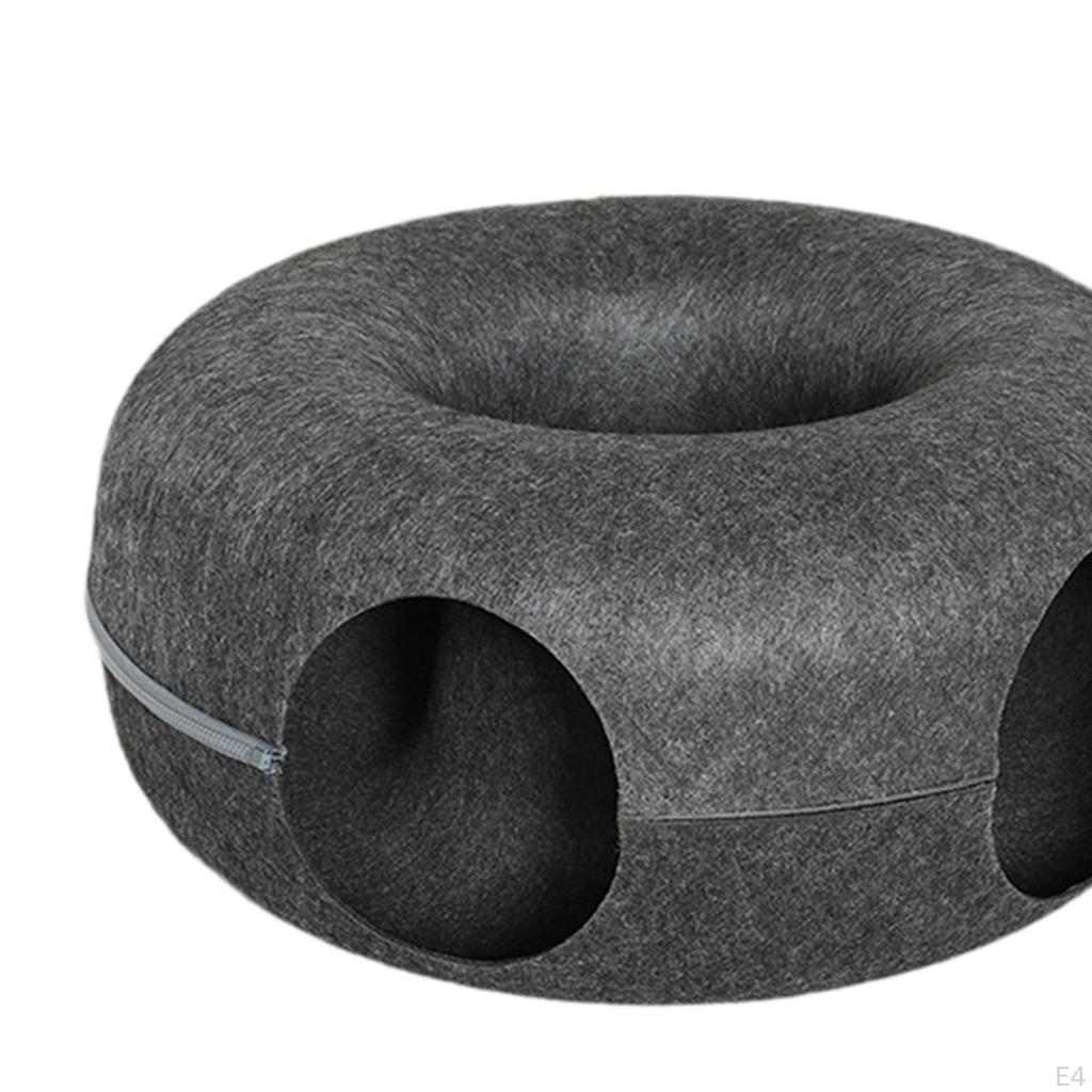2 in 1 Cat Tunnel Bed Donut Cave Hideaway Pet Circle Hideout for Indoor Cats
