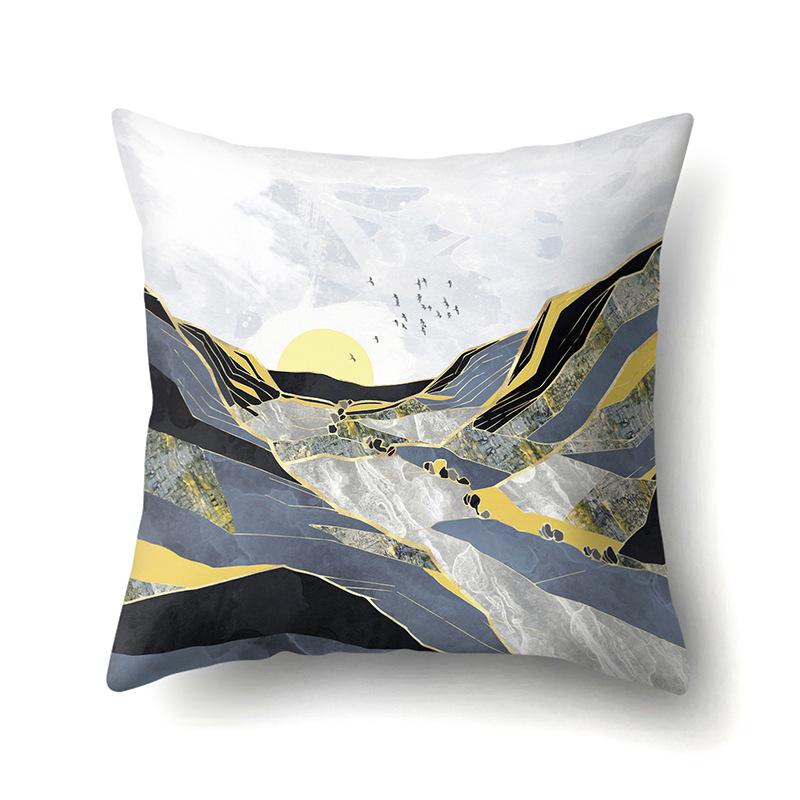 Polyester Pillowcase Automobile Decoration Mountain Home Print Pillowcase Waist Cushion Cover Bedside Cushion Cover Bedside Cushion Cover