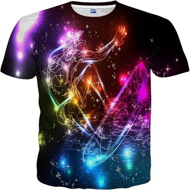 

Men s Trendy 3D Digital Color Dreamy Planet Printed Adult Men s Round Neck T-shirt 6XL