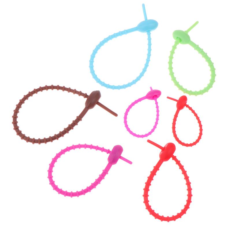 10Pcs Cute Candy Color Silicone Reusable Bag Ties Twist Wire Fasten Cable Zip Tie Headset Data Line Universal Lanyard Strap