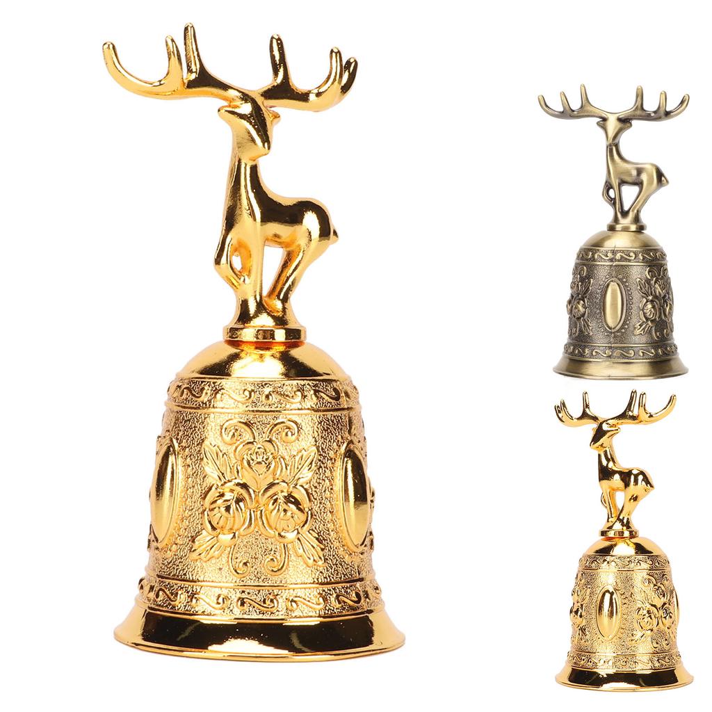 Deer Shape Hand Bell Vintage Plating Process Rustproof Polished Finish Metal Hand Bell for Dining Ta