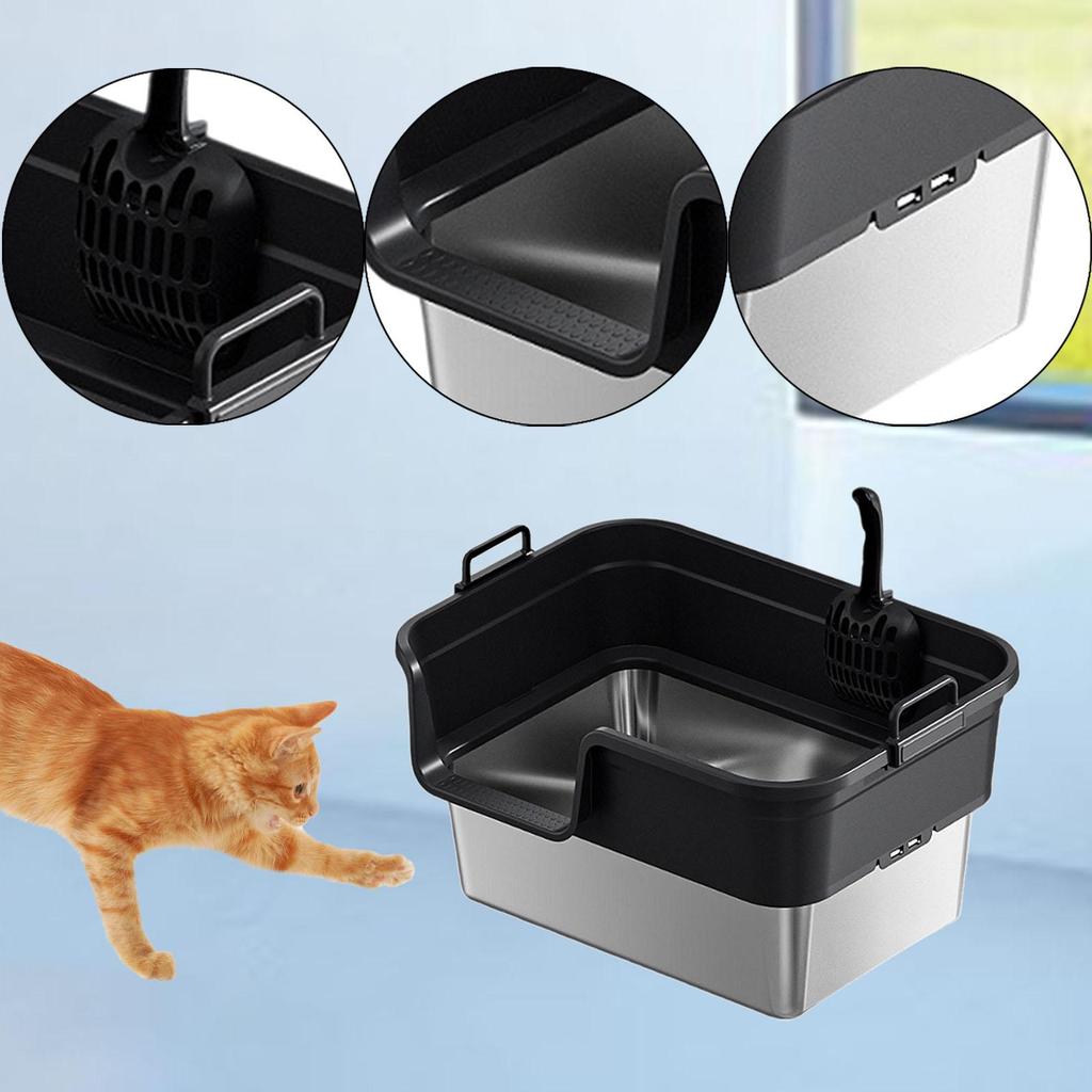 Large Cat Litter Box for Indoor Cats and Kittens, Easy To Clean, High Sides,