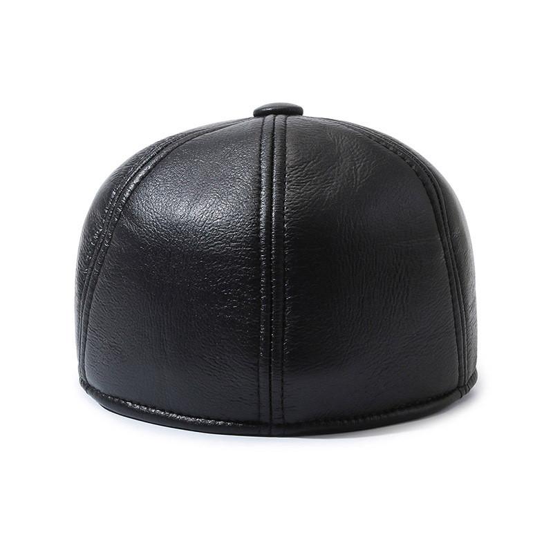 Leather Hats Middle Aged And Elderly Winter Men Warm Breathable Protection Ear