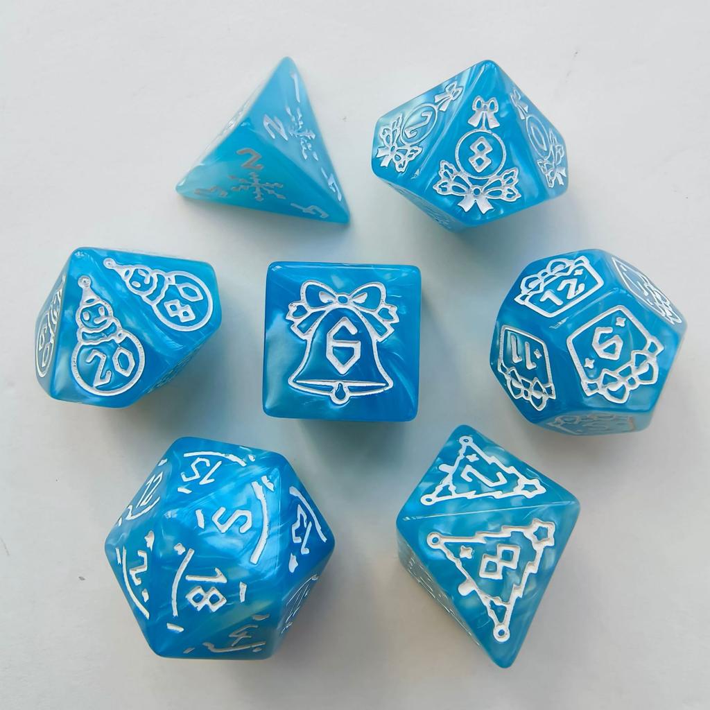 7pcs/set New Snowman Christmas Tree Pattern Christmas Dice DND Number Dice Running Team Board Game Dice Set Christmas Supplies