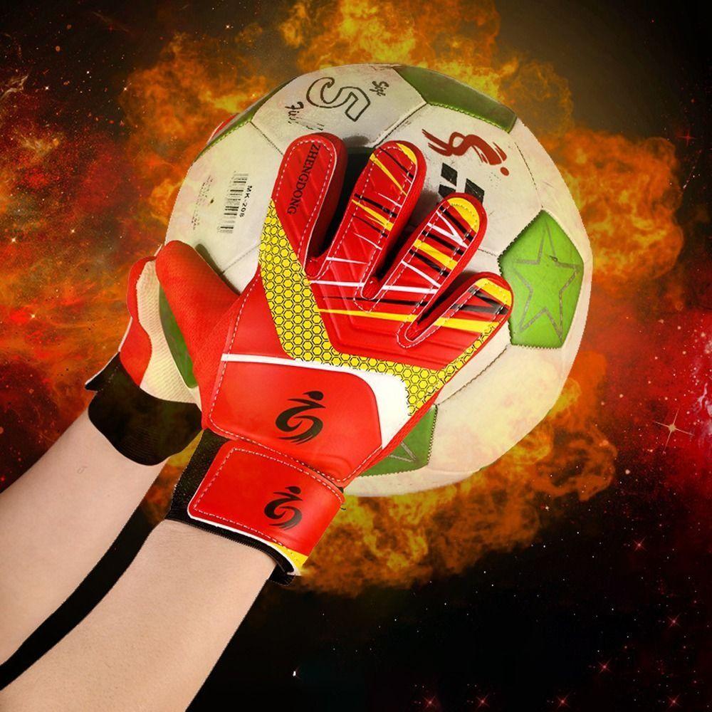 1 pair Cushioning Kids Goalie Gloves Double Sided Latex Goalkeeper Gloves Play Football