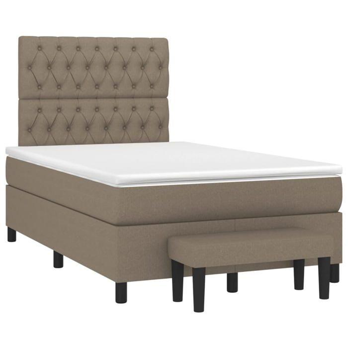 Maison Exclusive - Bed Slat Base with Taupe Mattress 120x200 Cm Fabric