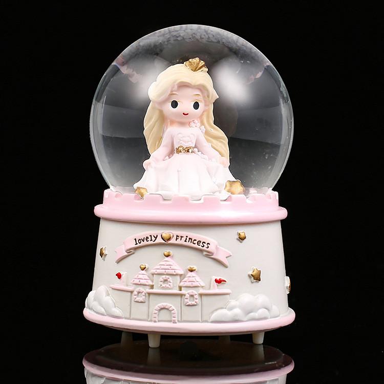 

Fairy Princess Crystal Castle Luminous Glass Cover Resin Nightlight Cell Button StyleA
