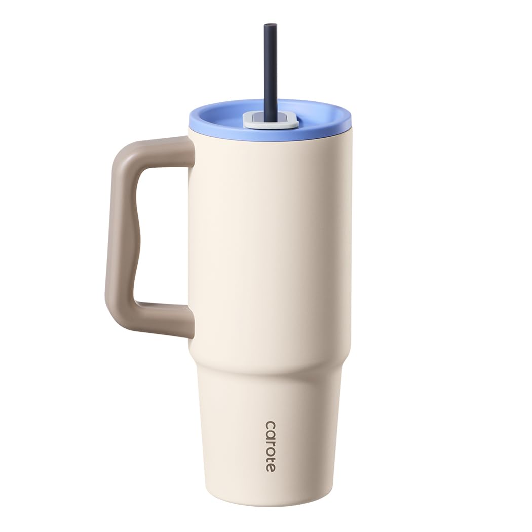 CAROTE Water Bottle 1020ml Vacuum Insulated Large Capacity Tumbler Heat Retention Cold Stainless Steel Mug (with Straw Direct Drinking Option) Handle