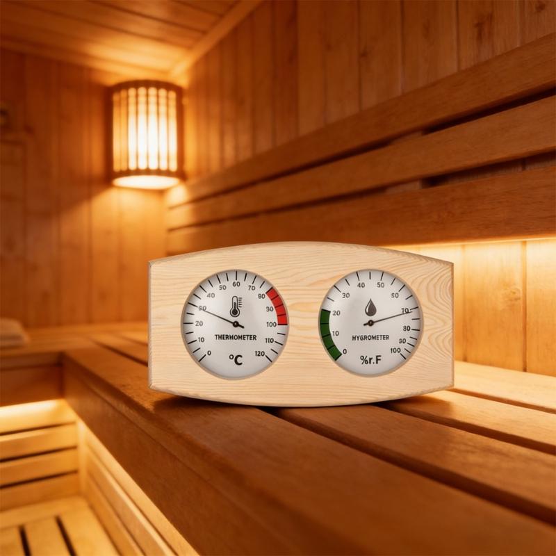 Accurate Digital Sauna Temperature & Humidity Meter with Large Display Strong Pine Wood Thermometers for Wellness Center