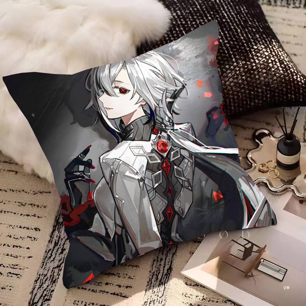 Arlecchino Anime G-Genshin Impact Pillow Case Fashion Square Pillowcase Bedroom Sofa Room Ins Decoration Leisure