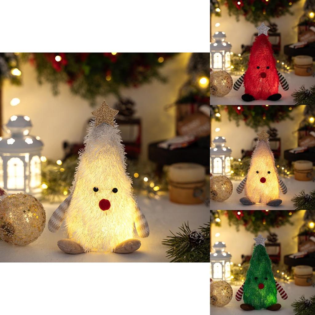 Holiday Christmas Tree Decor With Lighted Plush Figurine For Living Room And Party Decoration