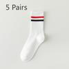 5 Pairs of Women's Summer Thin Stripe Sport Badminton Pure Cotton Tube Socks