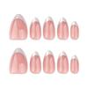 Silver French Tip Press On Nail Short Almond Full Cover False Nail Simple Stick on Nail Simple Artificial Nail