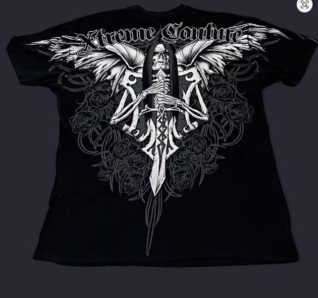 Cross-border new gothic unisex T-shirt top, short-sleeve T-shirt, Y2K trendy brand skull top, short-sleeve