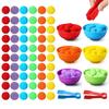 Rainbow Counting Set: Pom Poms Sorting Toys W/ Bowls & Tweezers for Kids, Fine Motor Skills Learning Montessori Math Toy