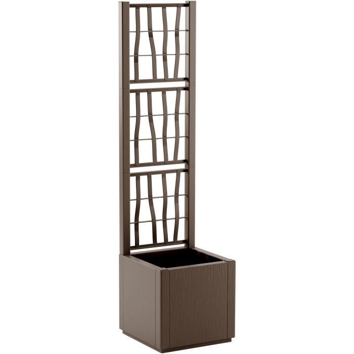 STEFANPLAST Bac a fleur/Jardiniere ETHICA - Taupe - Carré avec treillis - 38 L - 36x36xh 140 cm