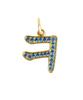 Mezmic Korean Consonant Pendant - 18K Yellow Gold Plated Blue Cz