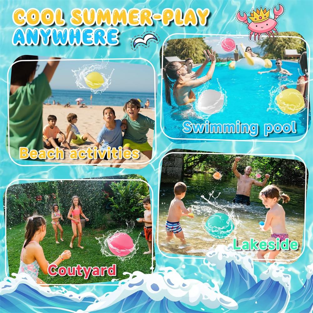 Reusable Water Balloons for Kids No Magnets Silicone Leak-Resistant Refillable Water Splash Balls Summer Water Toys for Outdoor
