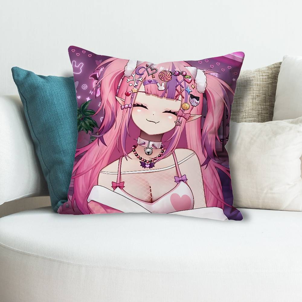 Cute IIronmouse Vtuber Pillow Cases for Bedroom Living Room Sofa Home Decor Polyester Cushion Cover with Zipper