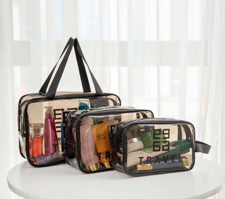 Waterproof Portable Transparent Makeup Bag - Large Capacity Travel Cosmetic Organizer for Women