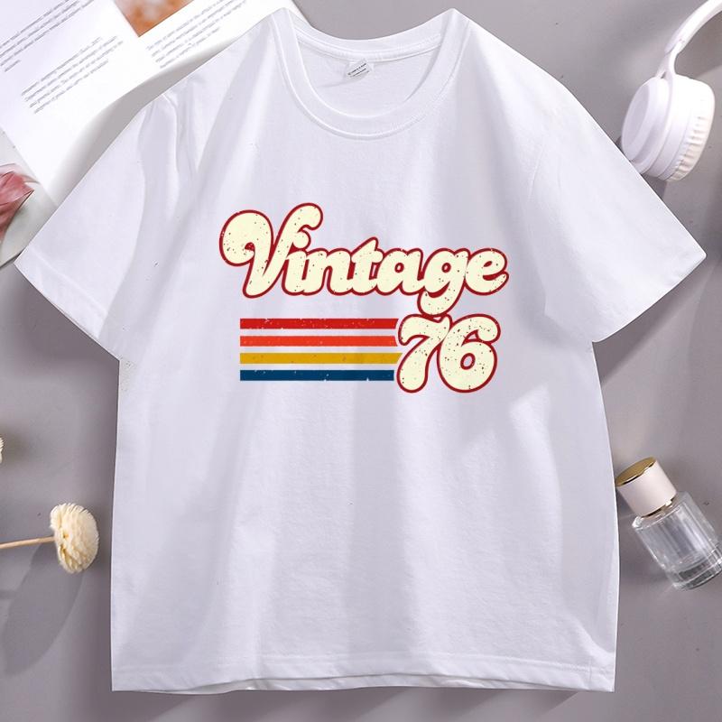 1976 Vintage Birthday Tshirt Cotton Short Sleeve 50th Birthday for Women Unisex Tshirt Printed Round Neck Short Sleeve Streetwear