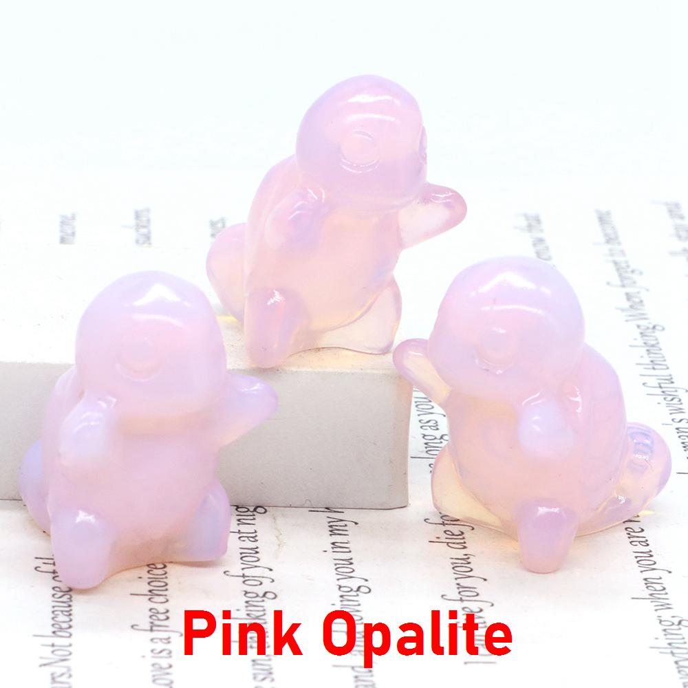1.2" Cute Cartoon Turtle Figures Natural Stones Carved Anime Statue Healing Crystals Animals Room Ornaments Kids Christmas Gifts