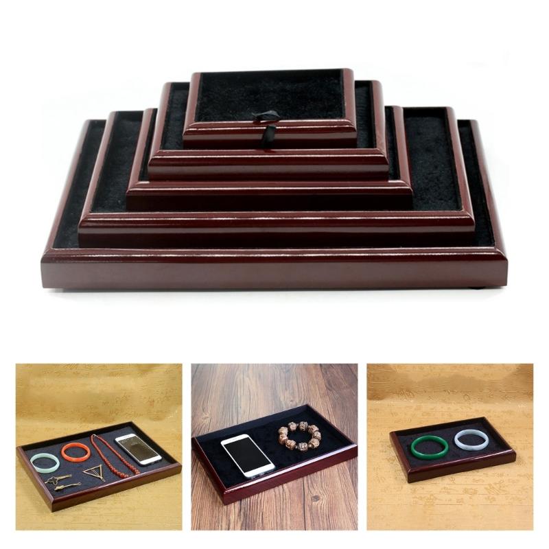 Jewelry Storage Tray Wooden Showcase Display Organizer for Earrings Watches Bracelet Necklace Vintage Jewelry Box Holder