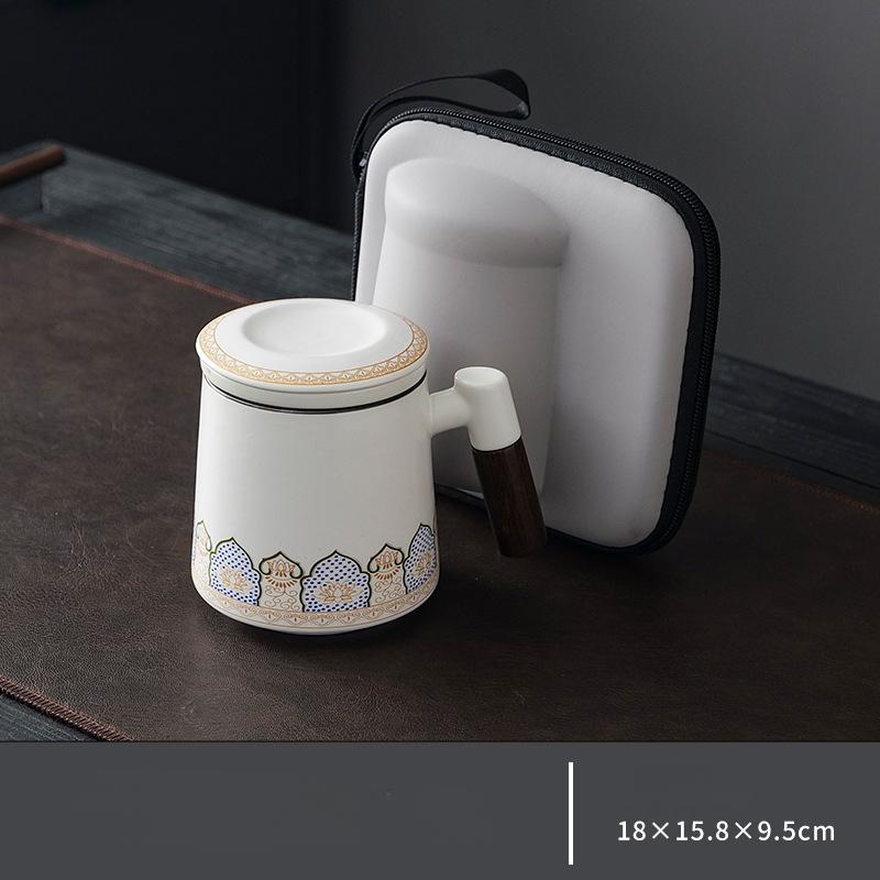 350ml Thermostatic Ceramic Mug, Teacup Tea Separation Cup, Gift Box Ceramic Tea Sets Water Cup, 1 set