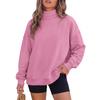 Modischer High-Neck-Hoodie für Damen, locker geschnitten, mit tief angesetzten Schultern, geschlitztem Saum und Taschen