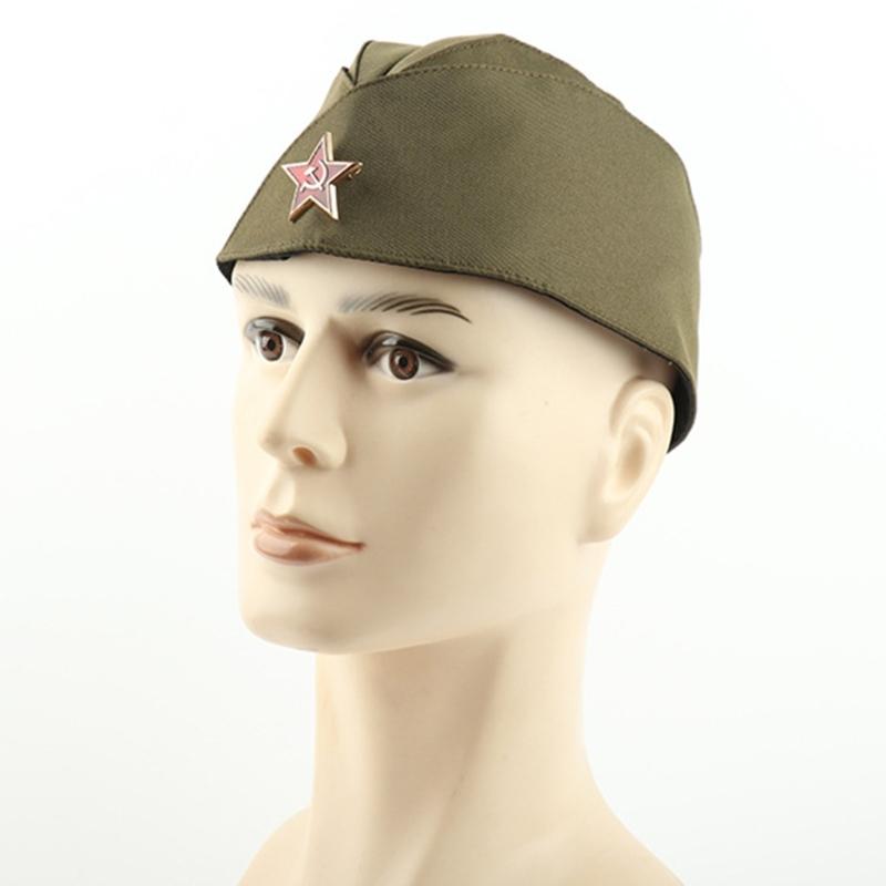 Adjustable Russian Boat Hat Garrison Hat with Star for Stage Performances and Cosplay Parties Dancing Event Headpiece
