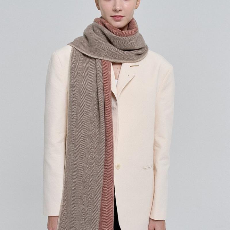 Dal Cashmere Herringbone Muffler Brown