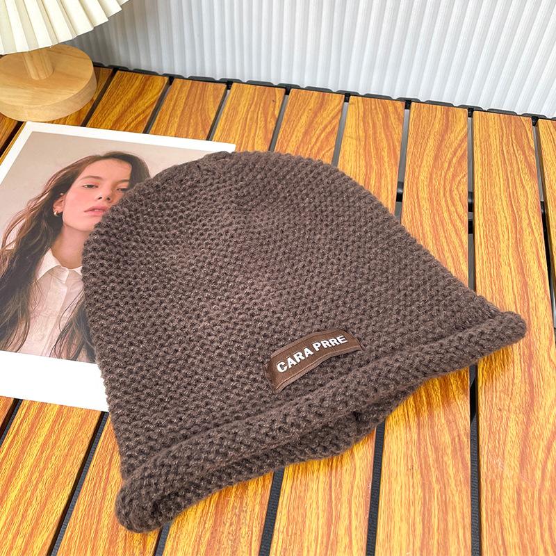Hat Women's Autumn and Winter Pile Confinement Hat Big Head Circumference Knitted Wool Hat Warm Ear Protector Head Cold Hat