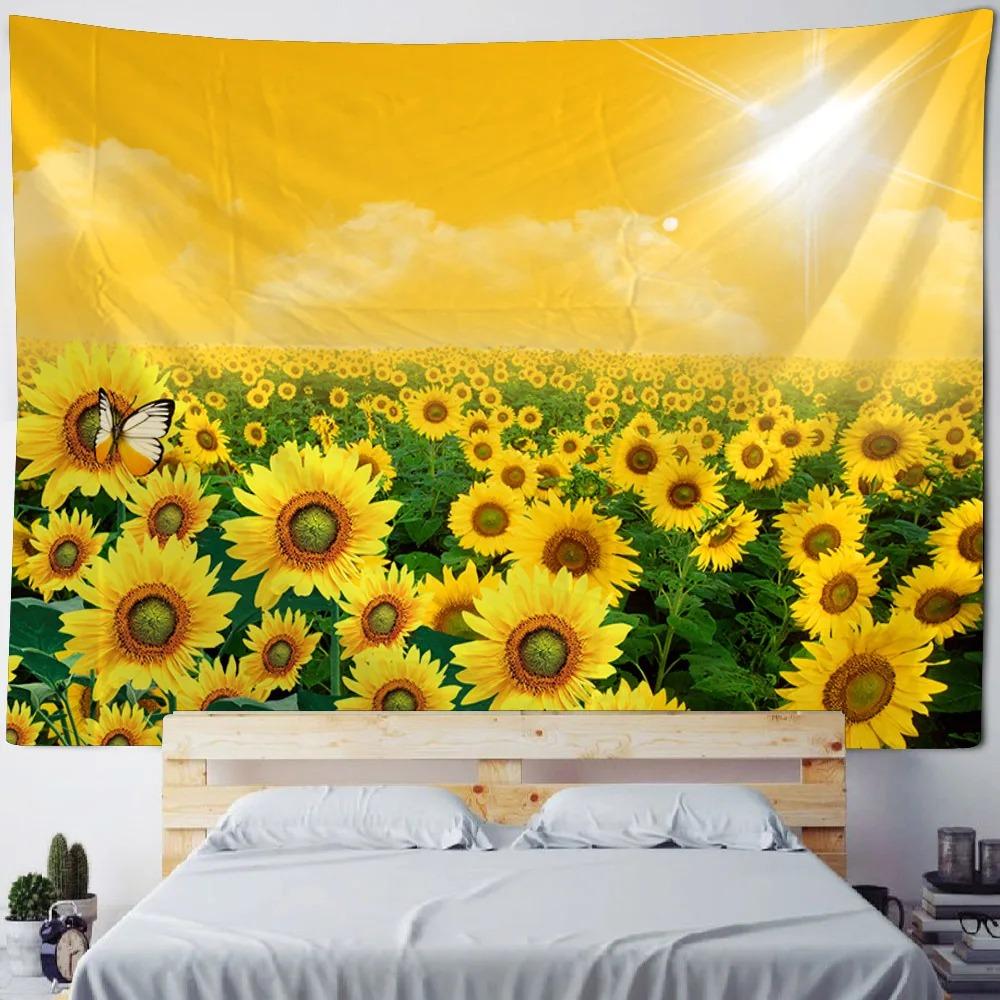 Beautiful Sunflower Field Tapestry Office Living Room Tapestry Home Wall Decoration Tapestry