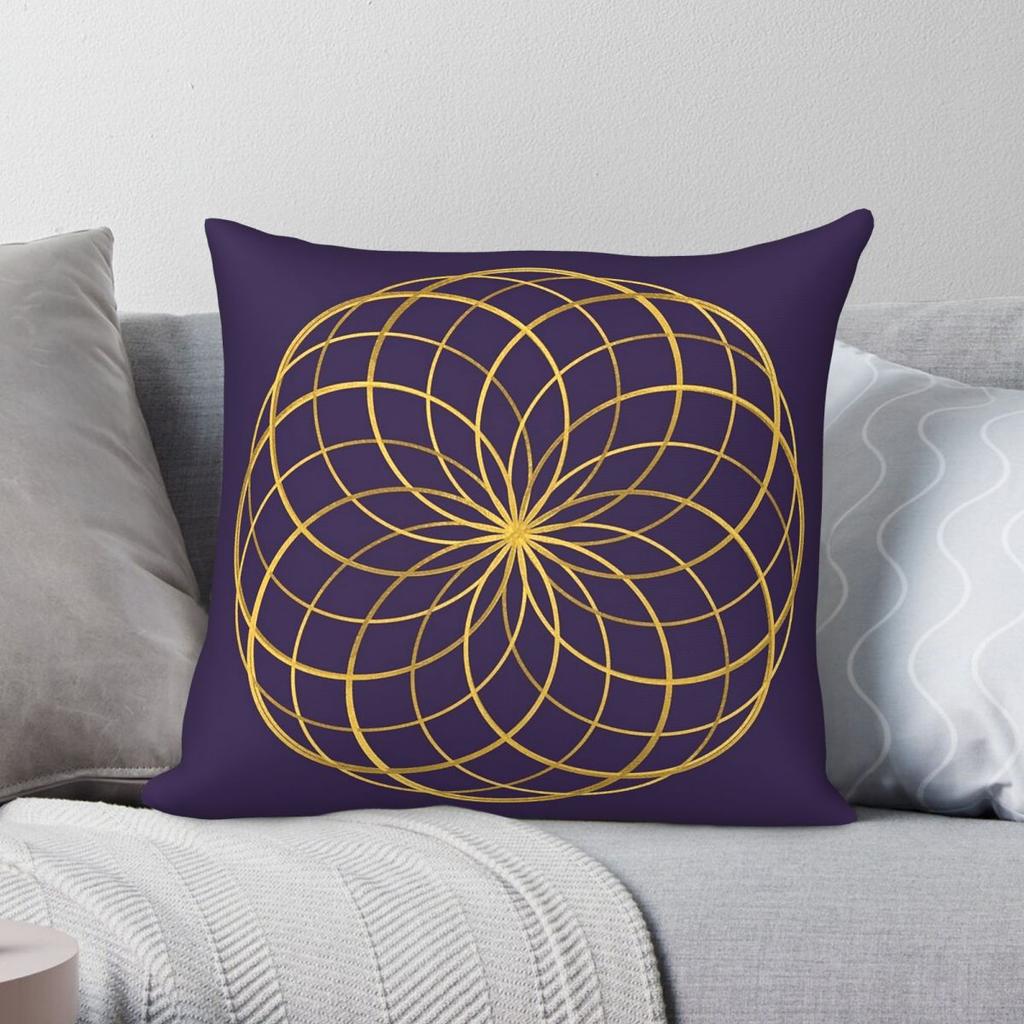 Octahedron Lotus Of Life Square Pillowcase Polyester Linen Velvet Printed Zip Decorative Throw Pillow Case Bed Cushion Case