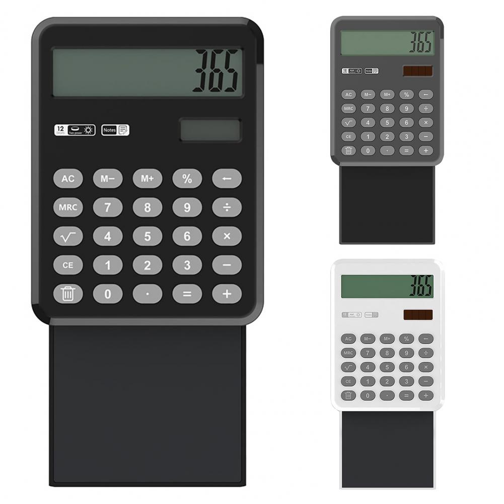 Creative Digital Writing Tablet Calculator Multifunctional Solar Pull-out LCD Handwriting Board 12-Digit Calculator Office