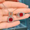 Fashion Luxury Colored Treasure Sugar Tower Ring High Carbon Diamond Premium Pendant Necklace Earrings Earrings Set Women