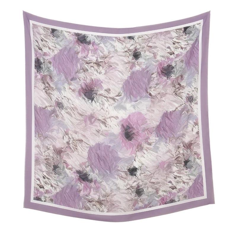 110*110cm Neuer Baumwoll-Leinen-Quadratischer Schal Damen Kopftuch Blumenmuster Halstuch Schals Kopftuch Bandanas Haargummi Stirnbänder