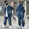 Children's Suit Autumn Long-sleeved Boys Denim Two-piece Children's Casual Suit for Small and Medium-sized Children